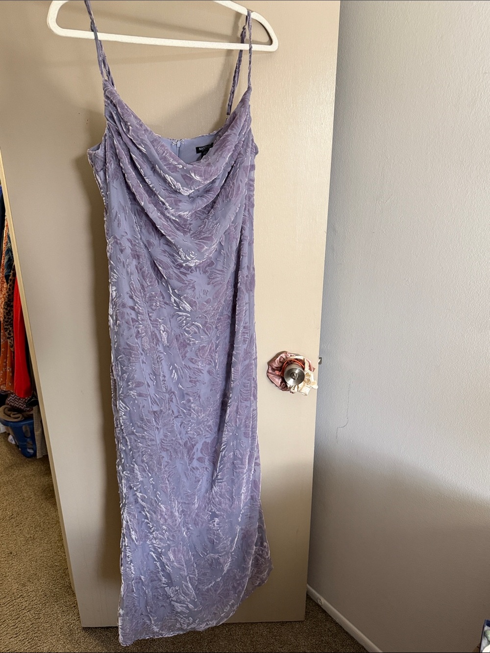 Nasty Gal Lavender Floral Textured Cowl Maxi Dress